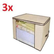 Kit 3 caixa organizador guarda roupa flexivel com ziper multiuso compact armario chao closets dobravel