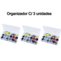 kit 3 Caixa Organizador Porta Bijuteria Costura Pesca Parafusos 14 Divisórias