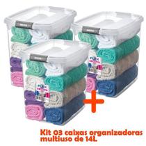 Kit 3 Caixa Organizadora 14l Multiuso Porta Utensílios Closet Armário Roupas - Sanremo