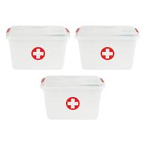 Kit 3 Caixa Organizadora 5L Branca para Primeiros Socorros Compacta e Funcional