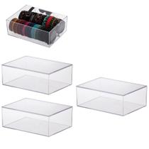 Kit 3 caixa organizadora acrílico grande acessórios porta-joia maquiagem mesa gaveta closet banheiro