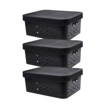 kit 3 caixa organizadora cesto multiuso preto 6 litros qualidade resistente com tampa kit 3 caixa organizadora cesto multiuso preto 6 litros qualidade resistente com tampa
