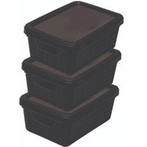 Kit 3 Caixa Organizadora Com Tampa Multiuso 15 Litros Reforçada Jaguar Banheiro Geladeira Armario Cozinha Kit 3 Caixa Organizadora Com Tampa Multiuso 15 Litros Reforçada Jaguar Banheiro Geladeira Armario Cozinha