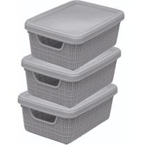 Kit 3 Caixa Organizadora Com Tampa Multiuso 15 Litros Reforçada Jaguar Banheiro Geladeira Armario Cozinha Kit 3 Caixa Organizadora Com Tampa Multiuso 15 Litros Reforçada Jaguar Banheiro Geladeira Armario Cozinha