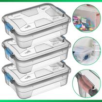 Kit 3 Caixa Organizadora Container 10 Litros C/ Tampa e Trava