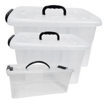 Kit 3 Caixa Organizadora Container 20, 38, 77l Com Rodinhas