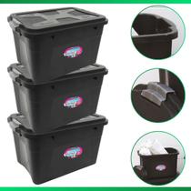Kit 3 Caixa Organizadora Container 20 Litros C/ Tampa e Trava Kit 3 Caixa Organizadora Container 20 Litros C/ Tampa e Trava