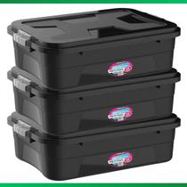 Kit 3 Caixa Organizadora Container 28 Litros C/ Tampa e Trava