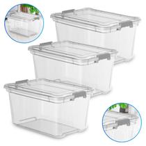 Kit 3 Caixa Organizadora Container 35 Litros Transparente