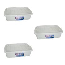 Kit 3 Caixa Organizadora Container 5 L C/Tampa 34x24x11Cm