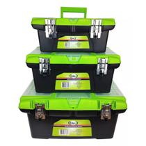 Kit 3 Caixa Organizadora Ferramentas Maleta Travas Metálicas