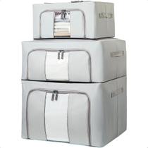 Kit 3 Caixa Organizadora Multiuso Dobrável Roupas Edredom Toalhas Lençol Acessórios Brinquedos Kit 3 Caixa Organizadora Multiuso Dobrável Roupas Edredom Toalhas Lençol Acessórios Brinquedos