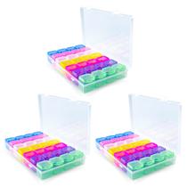 Kit 3 Caixa Organizadora Multiuso Multicolor com Divisórias Miçanga Glitter 84 Potes com Tampas Individuais