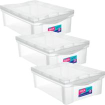 Kit 3 Caixa Organizadora Plástica 13,5 L Multiuso Com Trava