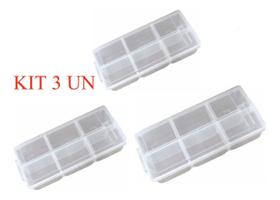 kit 3 Caixa Organizadora Plástico Transparente 6 Divisórias