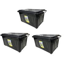 Kit 3 Caixa Organizadora Preta 60L Com Rodas Agraplast Kit 3 Caixa Organizadora Preta 60L Com Rodas Agraplast