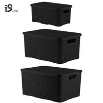 Kit 3 Caixa Organizadora Rattan 4, 10 e 16 Litros com Tampa Plástica Cesto Organizador 4, 10 e 16L Várias Cores New Plastic Kit 3 Caixa Organizadora Rattan 4, 10 e 16 Litros com Tampa Plástica Cesto Organizador 4, 10 e 16L Várias Cores New Plastic