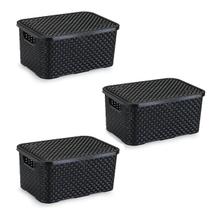 Kit 3 Caixa Organizadora Rattan Médio 8 L Com Tampa Preto
