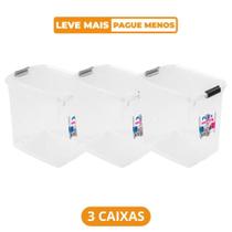 Kit 3 Caixa Organizadora Transparente 14L Flex Sanremo