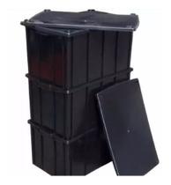 Kit 3 Caixa Plastica 61l E 3 Tampa Cor Preta Kit 3 Caixa Plastica 61l E 3 Tampa Cor Preta