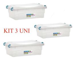 KIT 3 Caixa Plastica Multiuso Pratic Box 2,5l