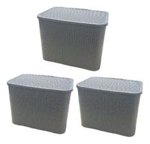 Kit 3 Caixa Rattan 25l Cesto Organizador C/ Tampa Premium