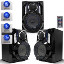 Kit 3 Caixa Som Shutt Home Theather Acoustic System Ambiente 360w RMS Ativa + Passiva Bluetooth LED