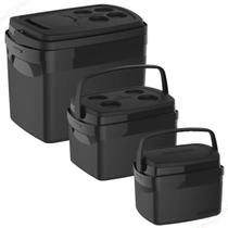 Kit 3 Caixa Termica Cooler Tropical 5, 12 e 32 Litros, Praia, Camping, Piqueniques