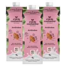 Kit 3 caixas bebida vegetal a tal da castanha amêndoa 1l leve, suave e natural