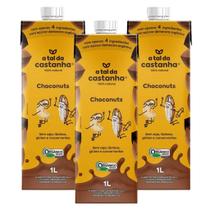 Kit 3 caixas bebida vegetal choconuts 1l a tal da castanha cremosa, suave e natural com cacau