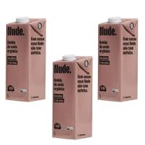 Kit 3 caixas bebida vegetal de aveia orgânica nude cacau 1l leve, achocolatada e versátil