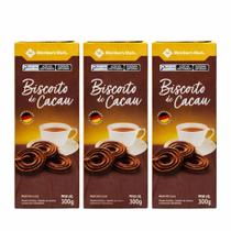 Kit 3 Caixas Biscoito Cacau Importado Members Mark 300g Experiência Alemã Premium