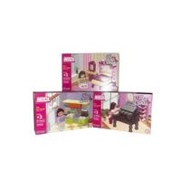 Kit 3 Caixas Blocos de Montar Faz de Conta - Inblox Cor:Rosa/Verde/Marron