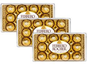 Kit 3 Caixas Bombom Ferrero Rocher 12 Unidades Presente 150g