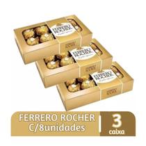 Kit 3 Caixas Bombom Ferrero Rocher T8 100g Ferrero