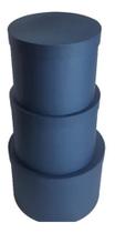 Kit 3 Caixas Box 29x20 Presente Redondas Azul Marinho Deco
