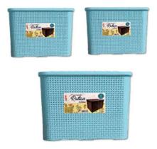 Kit 3 Caixas Cesto Organizador Rattan 25 Litros Decoração