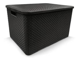 Kit 3 Caixas/Cesto Organizador Rattan Preto - 17l