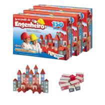 Kit 3 Caixas de Blocos para Montar Brincando de Engenheiro 450 peças Xalingo - 53054