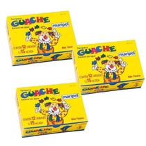 Kit 3 Caixas de Guache - Com 12 Cores 15ml Cada Maripel 1122