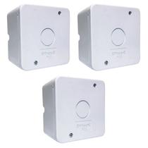 Kit 3 Caixas de Passagem Plástica Organizadora Branca Câmera Segurança Cftv de Sobrepor IP66