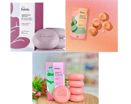 Kit 3 caixas de sabonete Acerola e hibisco, Manga rosa e água de coco e Jabuticaba e amora 15 total