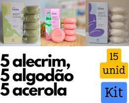 Kit 3 caixas de sabonete Alecrim, Algodão e acerola - Total 15 unidades - Mais vendido economia