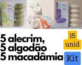 Kit 3 caixas de sabonete Alecrim, Algodão e Macadâmia - Total 15 unidades - Mais vendido economia