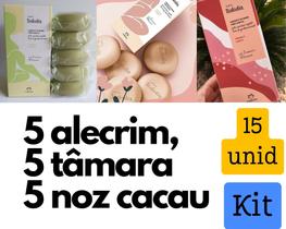 Kit 3 caixas de sabonete Alecrim, Tâmara e Noz Cacau - Total 15 unidades - Mais vendido economia