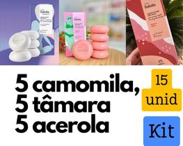 Kit 3 caixas de sabonete Camomila, Tâmara e acerola - Total 15 unidades - Mais vendido economia - Natura