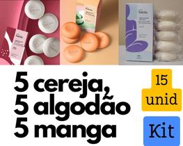 Kit 3 caixas de sabonete Cereja, Algodão e Manga rosa - Total 15 unidades - Mais vendido economia