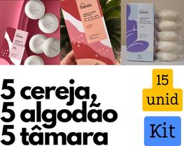 Kit 3 caixas de sabonete Cereja, Algodão e Tâmara - Total 15 unidades - Mais vendido economia
