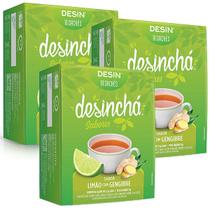 Kit 3 Caixas Desinchá Chá 100% Natural Original Sabor Limão com Gengibre 10 Sachês Cada Pacote 1,5g Kit 3 Caixas Desinchá Chá 100% Natural Original Sabor Limão com Gengibre 10 Sachês Cada Pacote 1,5g