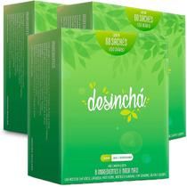 Kit 3 Caixas Desinchá Dia 60 sachês Suplemento Alimentar Natural Chá Verde Mate gengibre sem açúcar